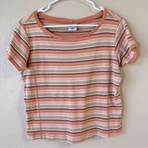 Columbia Women's Striped Short Sleeve 100% Top - Size L